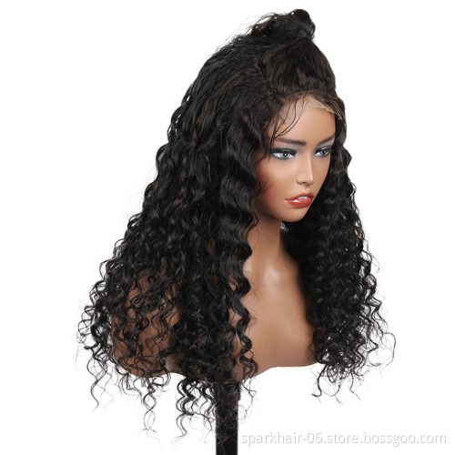 Unprocessed Brazilian Human Hair Lace Front Wig OEM Vendor Water Wave Virgin Cuticle Aligned Full Swiss Lace 100%Human Hair Wigs